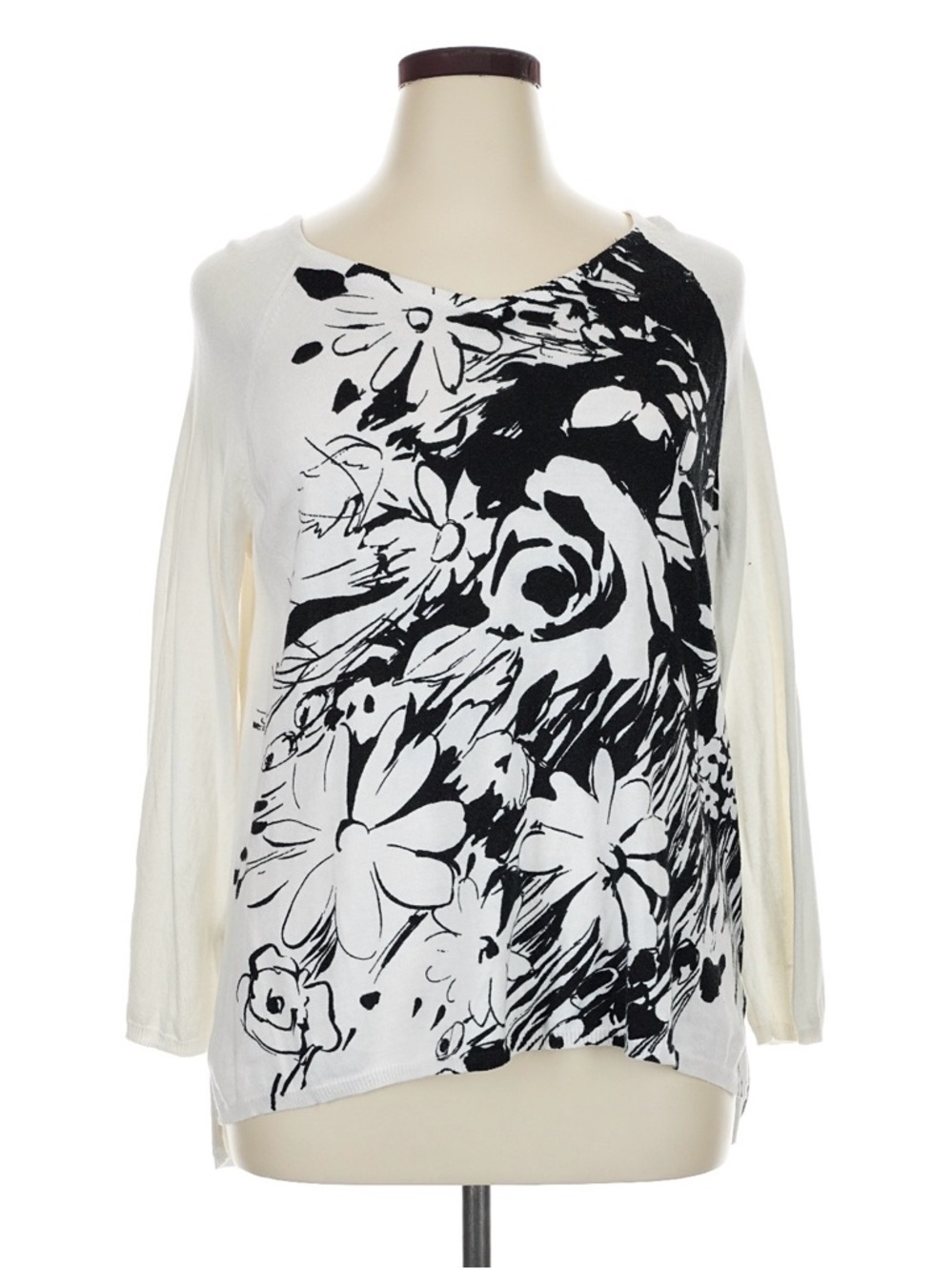 ❤️ Dana Buchman Black and White Floral Tunic XL